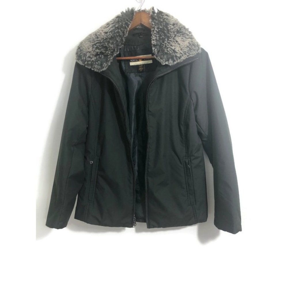 North End Womens Black Coat with Detachable Fur Lining size s/p